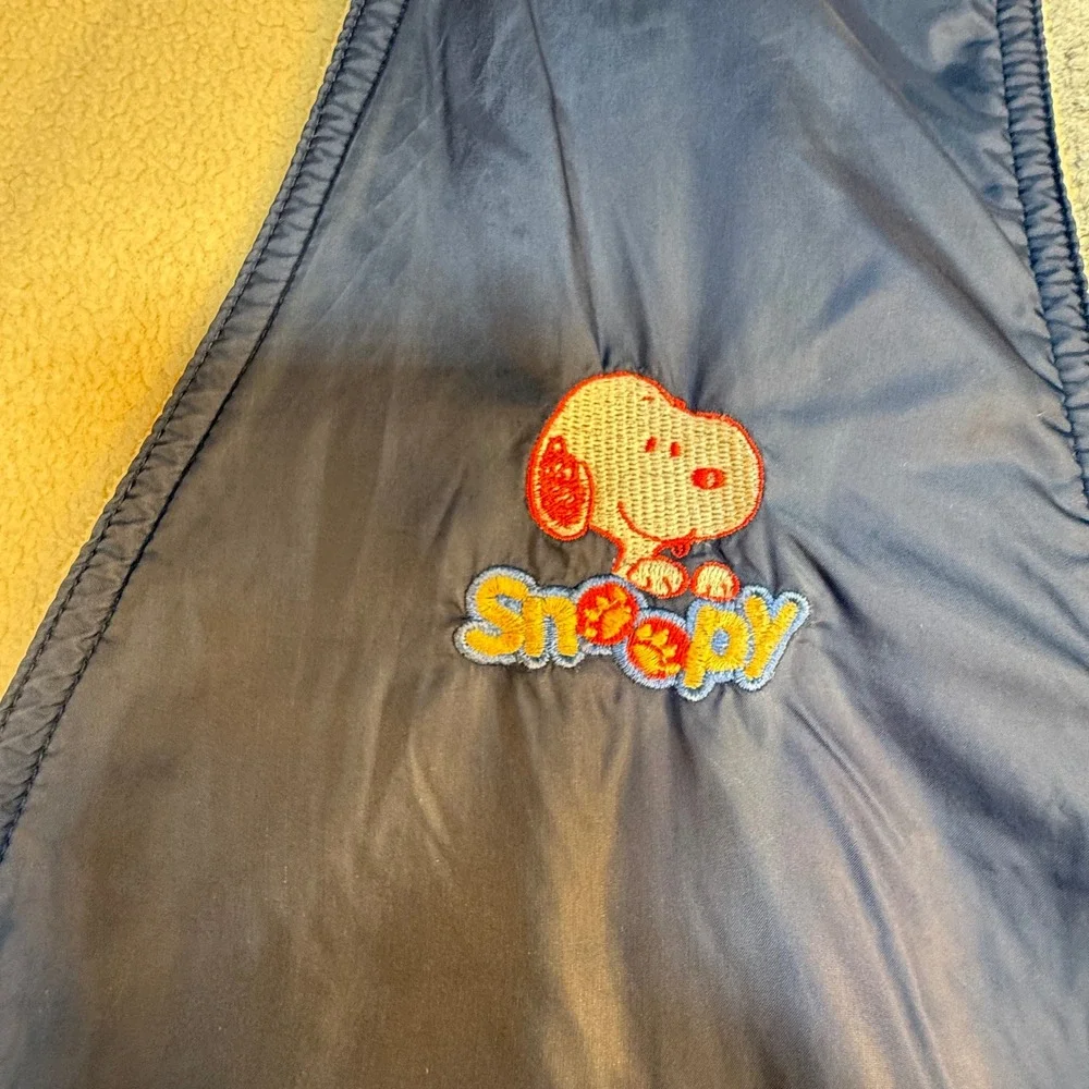 Vintage Kids Snoopy Blue Fleece Lined Vest Lightweight Boy Size XL Charlie Brown